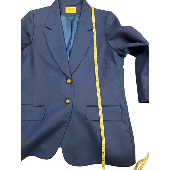 VTG Pendleton Women's Size S M 100% Virgin Wool Navy Blue Blazer Jacket USA Made - Picture 5 of 9